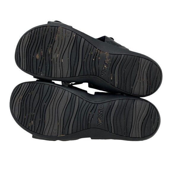 Vionic Womens 342 Paros Strappy Sandals Black Crocodile Skin Flat Hook & Loop 11 - Picture 4 of 10